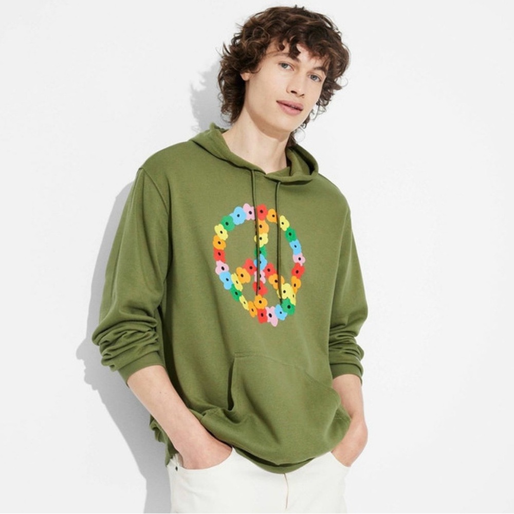 The Phluid Project Olive Green Peace Sign Hoodie